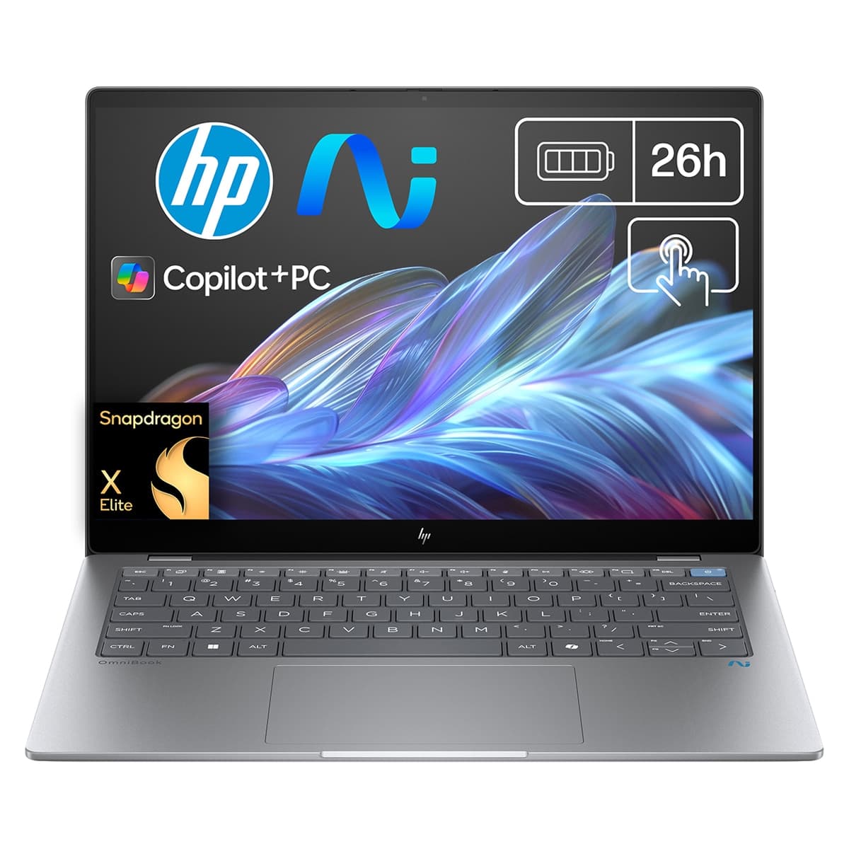 HP - Portátil HP OmniBook X 14-fe0011ns Copilot+PC, QC Snapdragon X Elite X1E-78-100, 32GB, 1TB SSD, 14", W11.