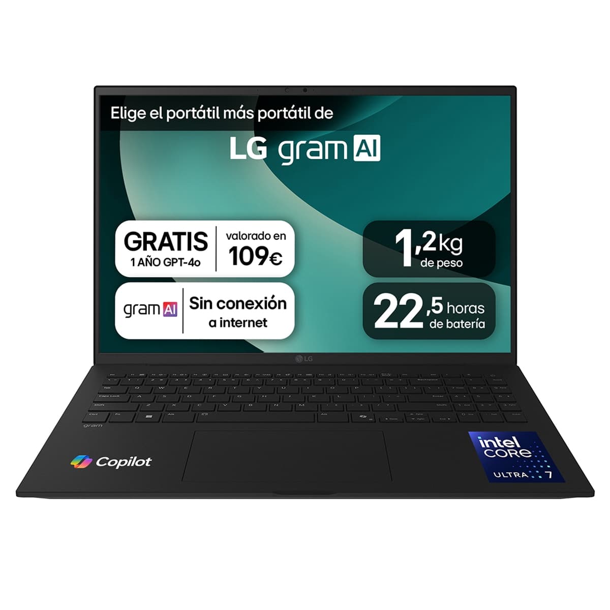 LG - Portátil LG gram pro 16ZD90TR-E.AX8BB, Intel Core Ultra 7-255H, 32 GB, 2TB SSD, Nvidia GeForce RTX 5050 8GB, 16", Sin Sistema Operativo.
