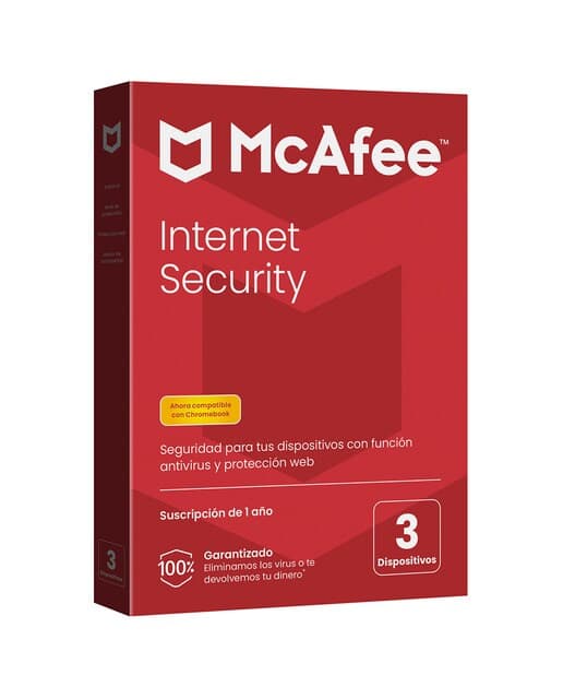 McAfee - McAfee Internet Security, 3 dispositivos (Windows-Mac-Android-iOS), Suscripción de 1 año.
