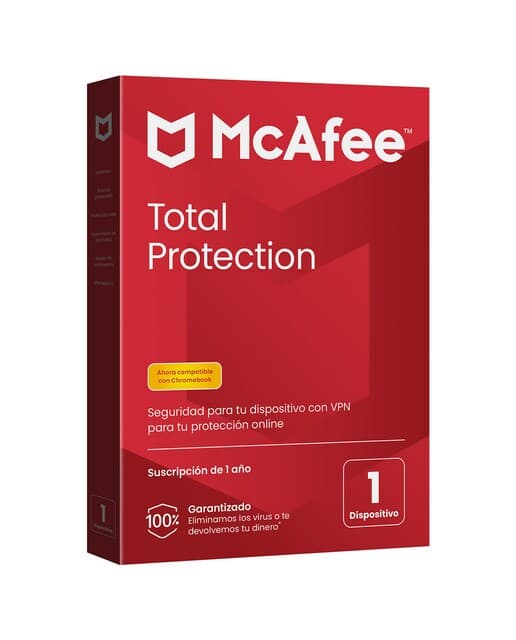 McAfee - McAfee Total Protection, 1 dispositivo (Windows-Mac-Android-iOS-ChromeOS) - Suscripción de 1 año.