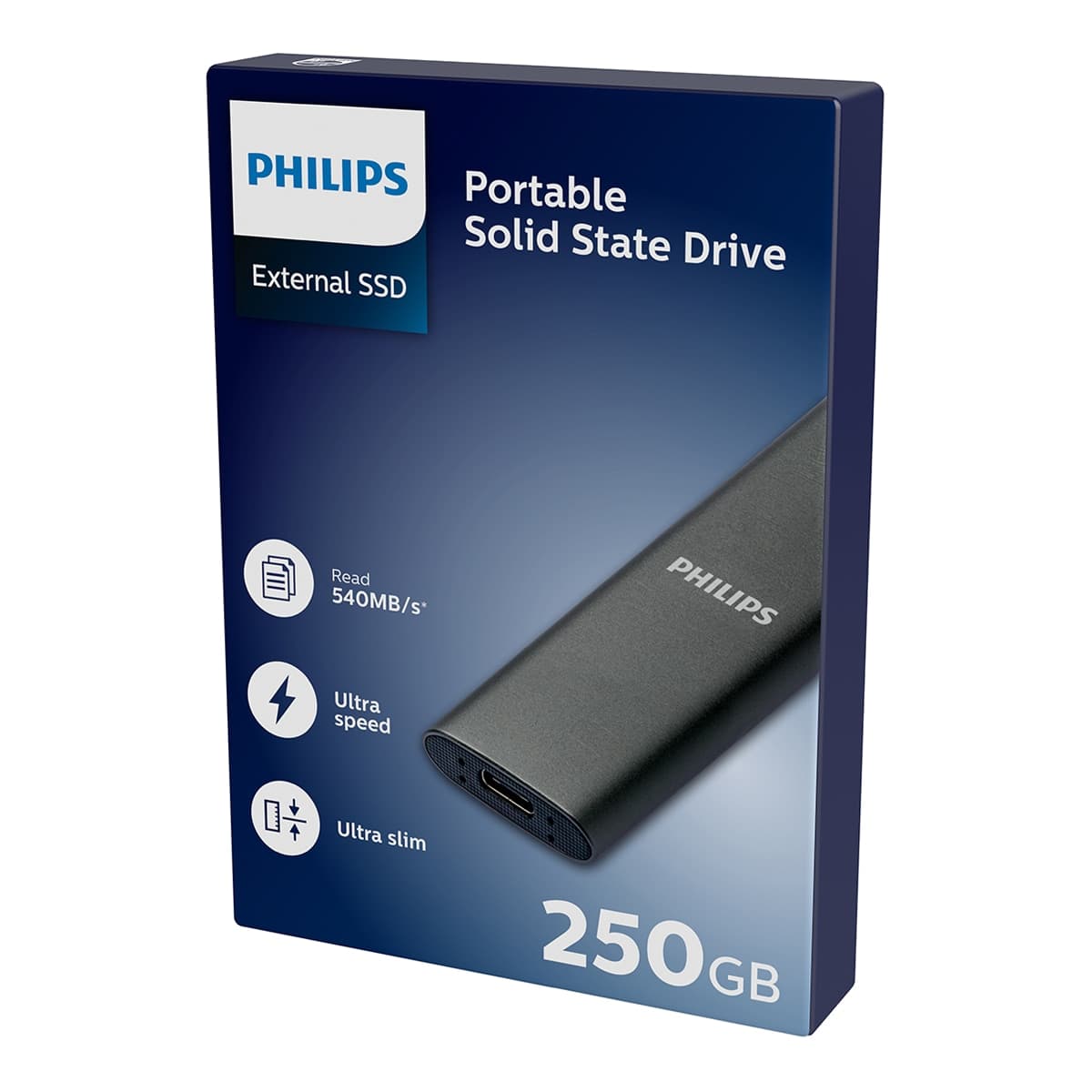 Philips - Disco Duro externo SSD Philips FM25SS031P, 250 GB, USB-C.