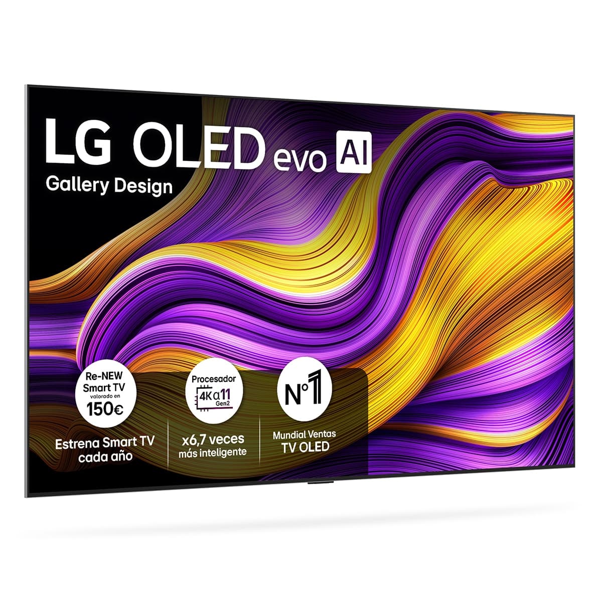 LG - TV OLED evo AI G5 210cm (83") LG OLED83G55LW, Smart TV 4K, soporte pared incluido.