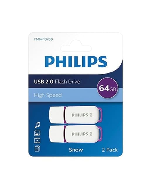 Philips - Pack 2 Pendrives Philips Snow Edition 64 GB USB 2.0.