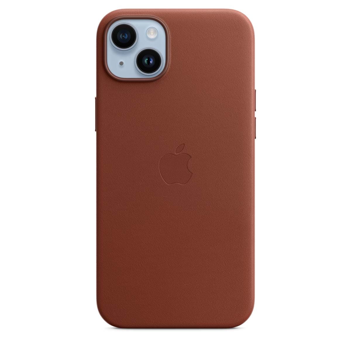 Apple - Funda de piel color ocre oscuro con MagSafe para el iPhone 14 Plus.