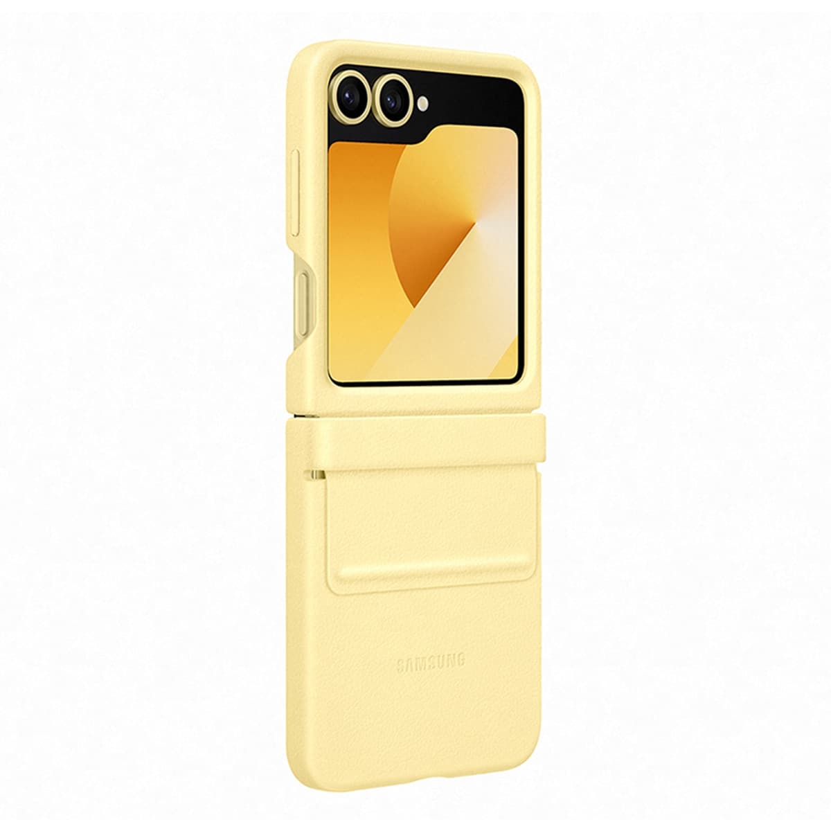 Samsung - Funda Samsung de ecopiel amarilla para Galaxy Z Flip6 - Z Flip7 FE.