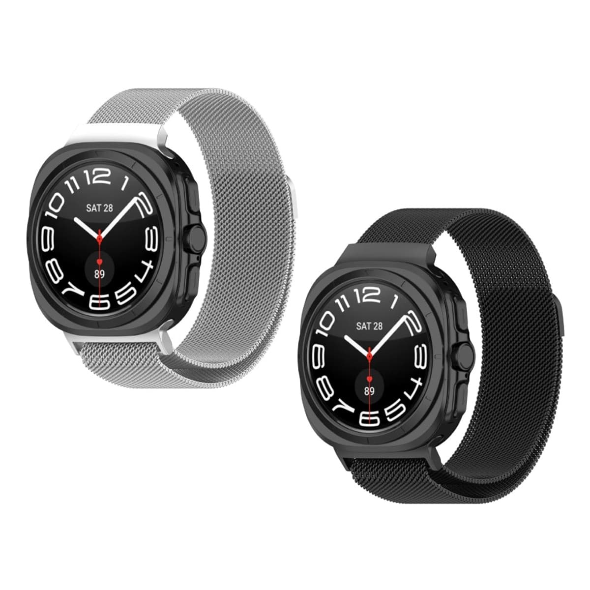 Friendly License - Pack de 2 unidades de Correa Milanesa Friendly License Plata y Negro para Samsung Galaxy Watch Ultra 47mm.
