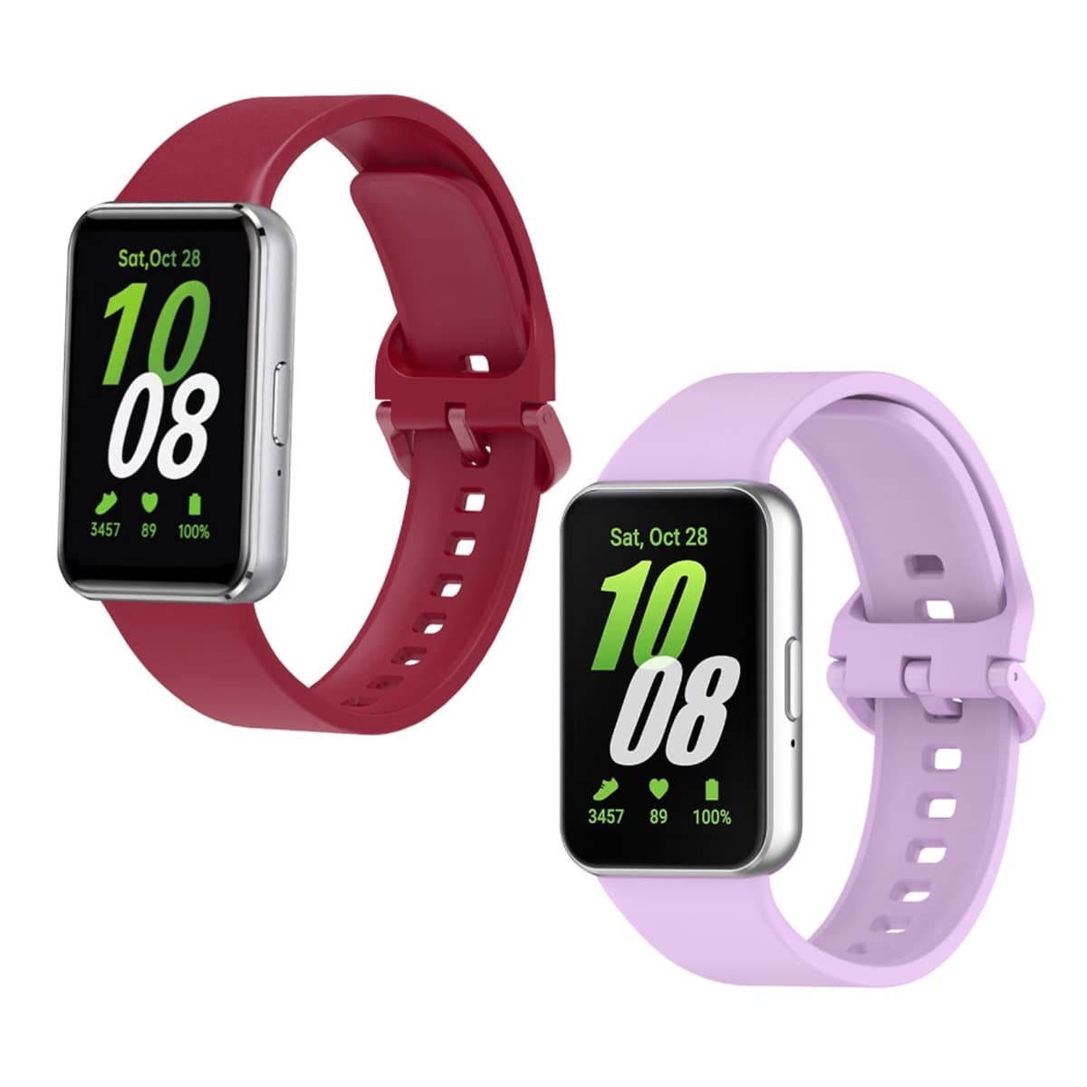 Friendly License - Pack de 2 unidades Correa Silicona Friendly License Vino y Lila para Samsung Galaxy Watch Fit 3.