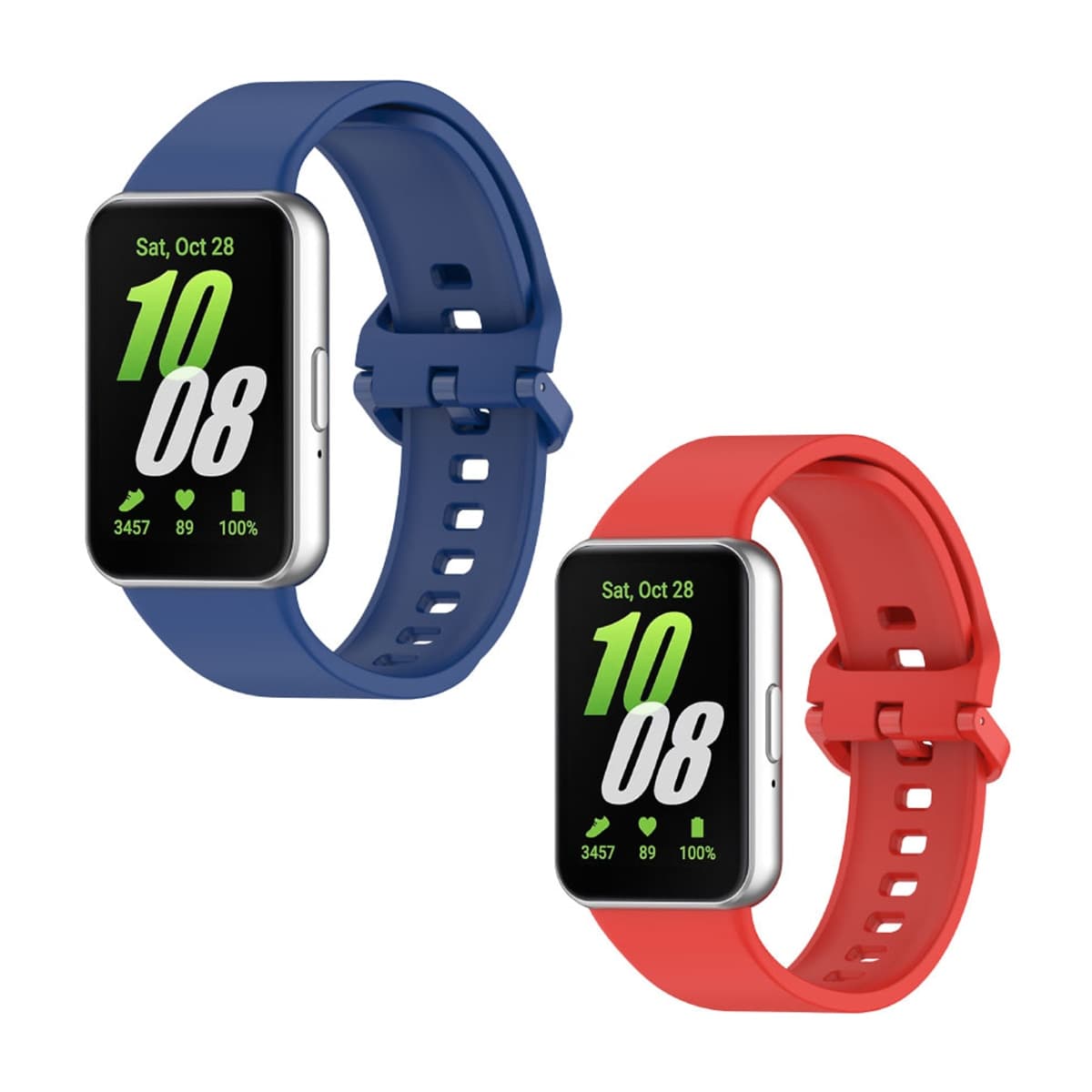 Friendly License - Pack de 2 unidades Correa Silicona Friendly License Azul y Rojo para Samsung Galaxy Watch Fit 3.